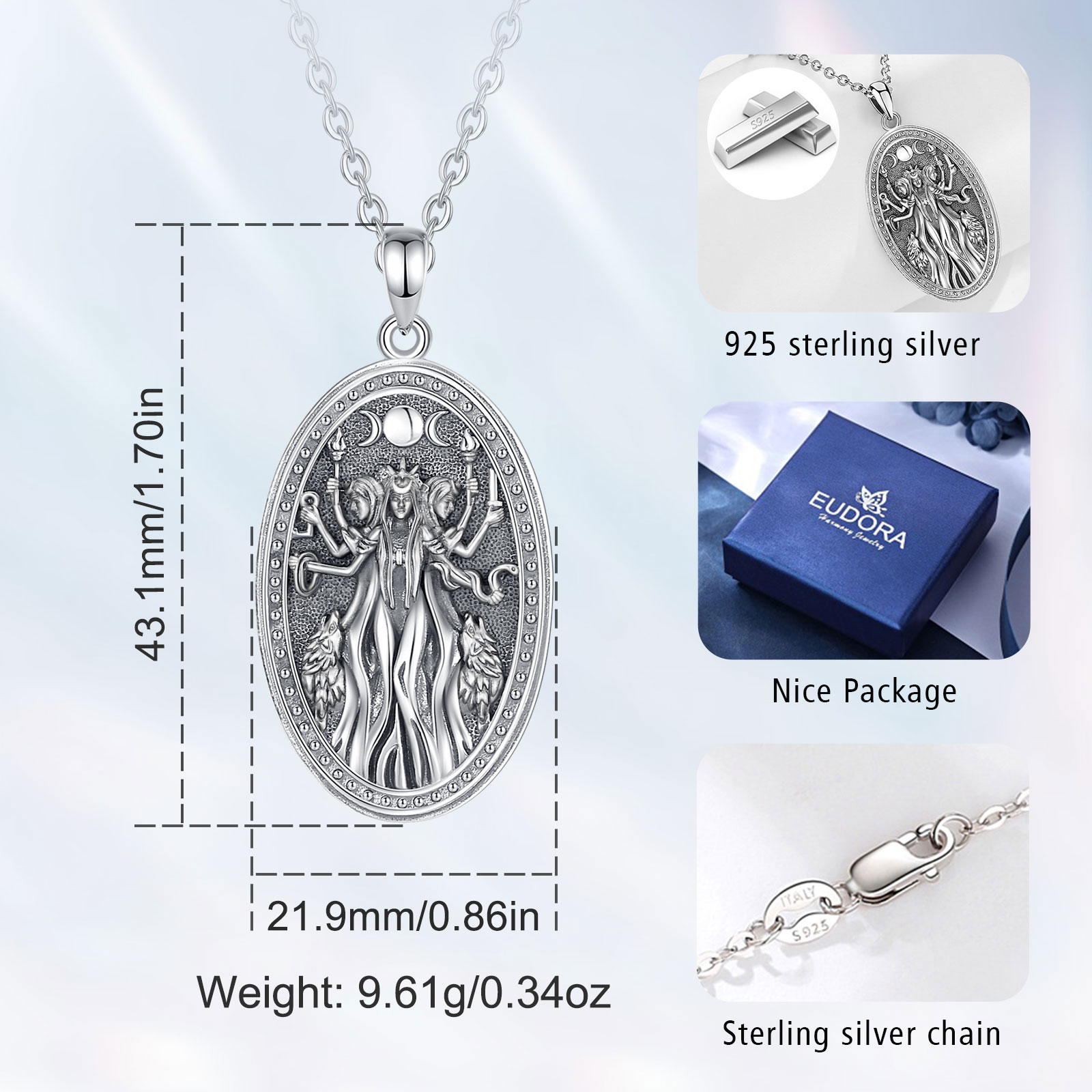 Eudora 925 Sterling Silver Tri - огляд і ціна 925 Sterling Silver Chain Necklace Men