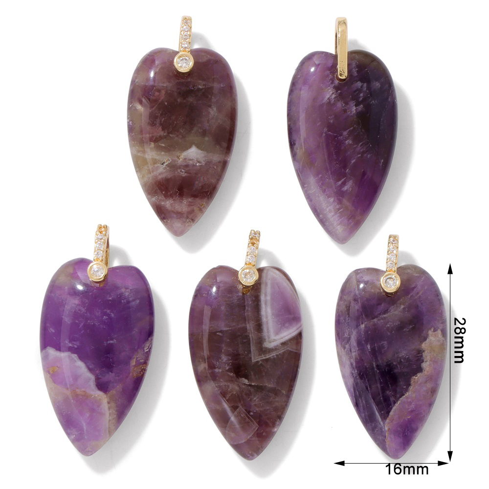 2Pcs Natural Stone Heart Penda - огляд і ціна Crystal Pendant Necklace Natural Stone