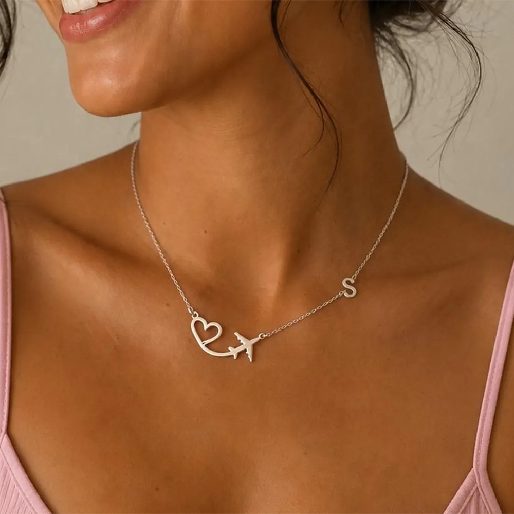 Personalized Heart Airplane In - огляд і ціна Custom Name Necklace Stainless Steel