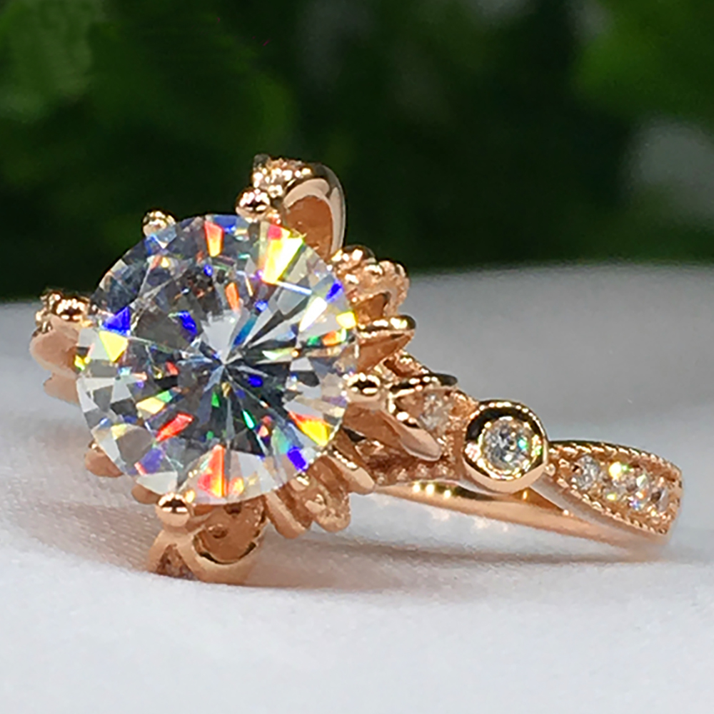 Custom Solid 18K Au750 Yellow  - огляд і ціна Moissanite Engagement Ring 1 Carat