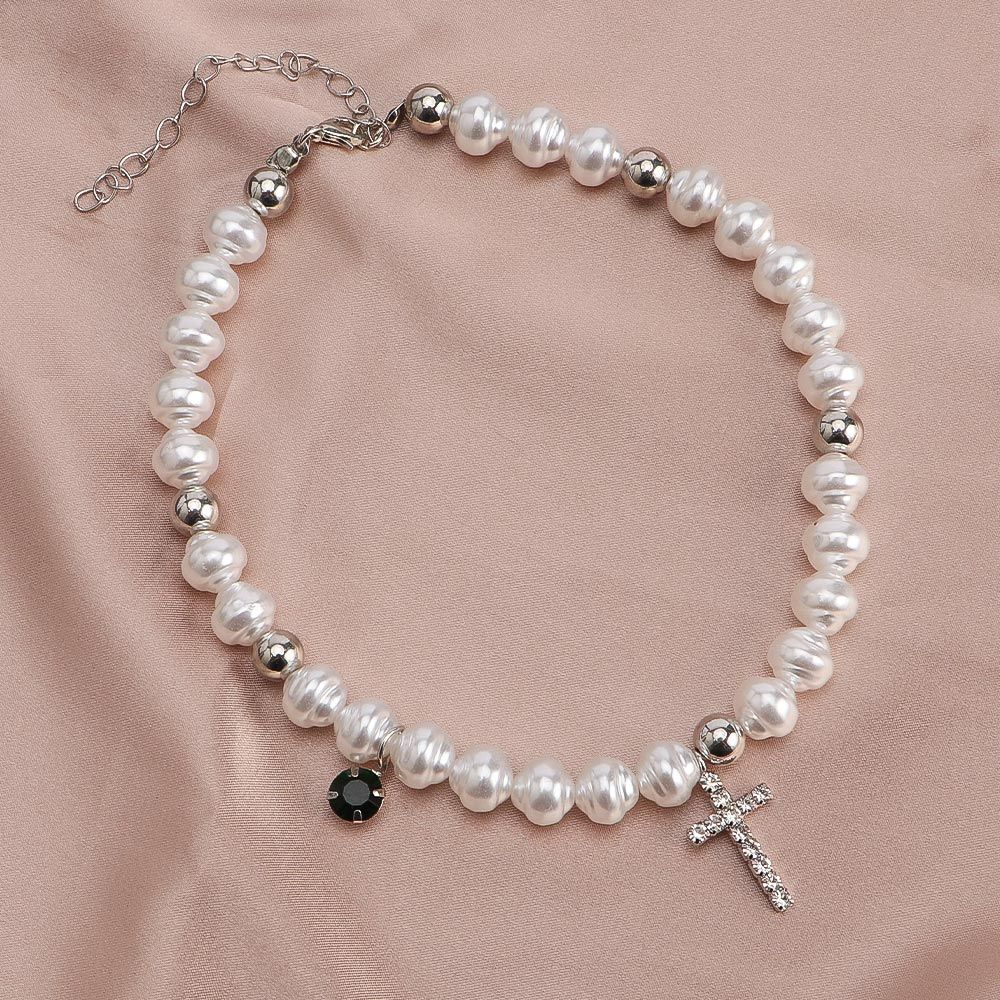 Vintage Pendant Crystal Cross  - огляд і ціна Pearl Choker Necklace Vintage