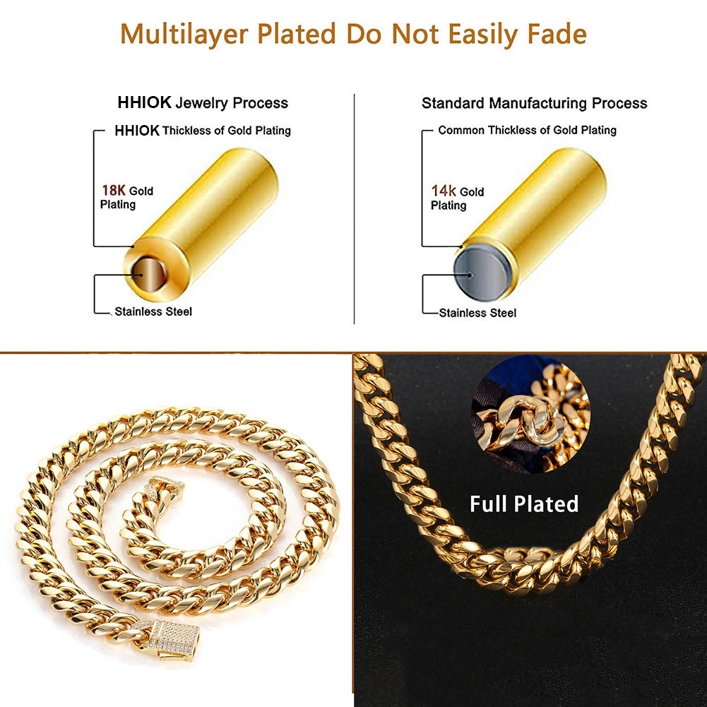 Gold Plated Mens Heavy Miami C - огляд і ціна Cuban Link Chain 12Mm