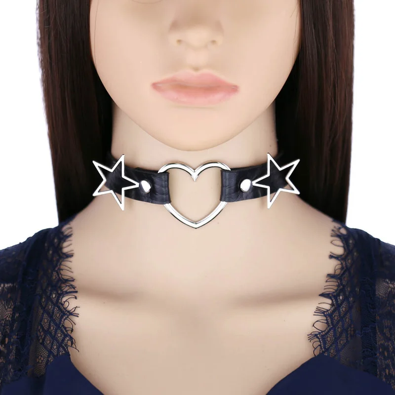 Decopunk Punk PU Leather Heart - огляд і ціна Goth Punk Spike Choker