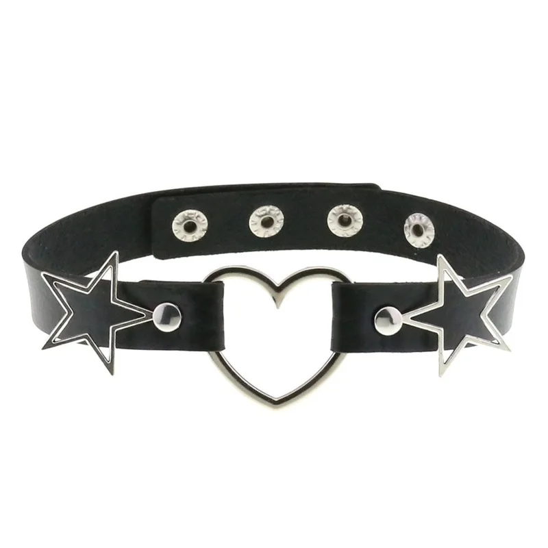 Decopunk Punk PU Leather Heart - огляд і ціна Goth Punk Spike Choker