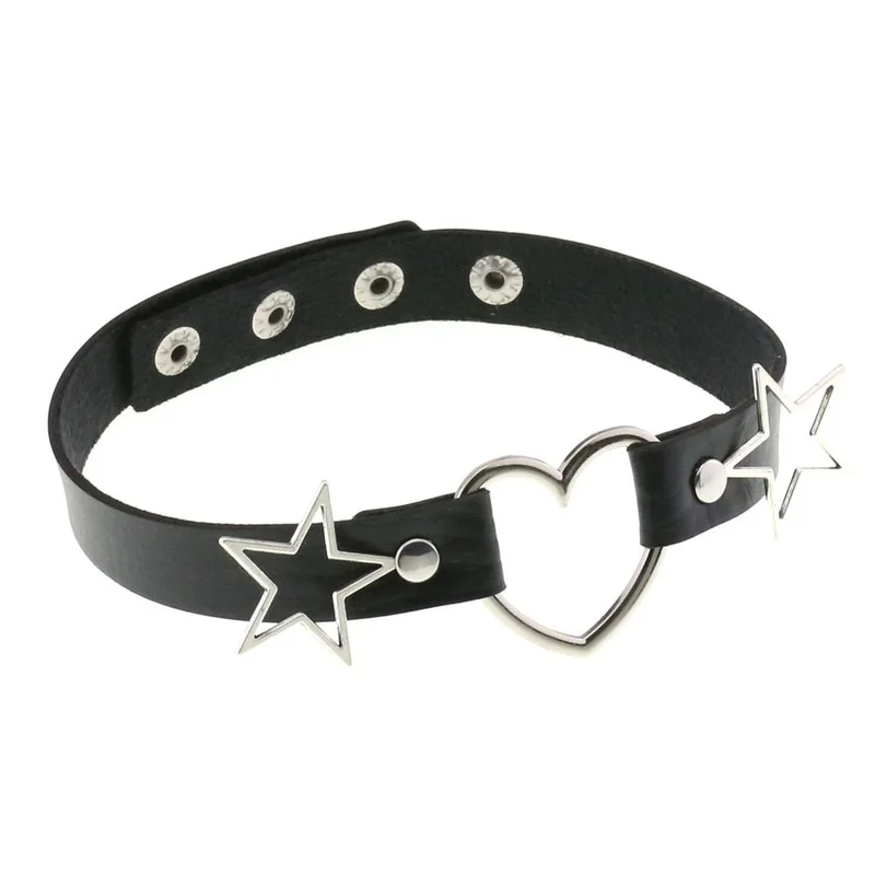 Decopunk Punk PU Leather Heart - огляд і ціна Goth Punk Spike Choker