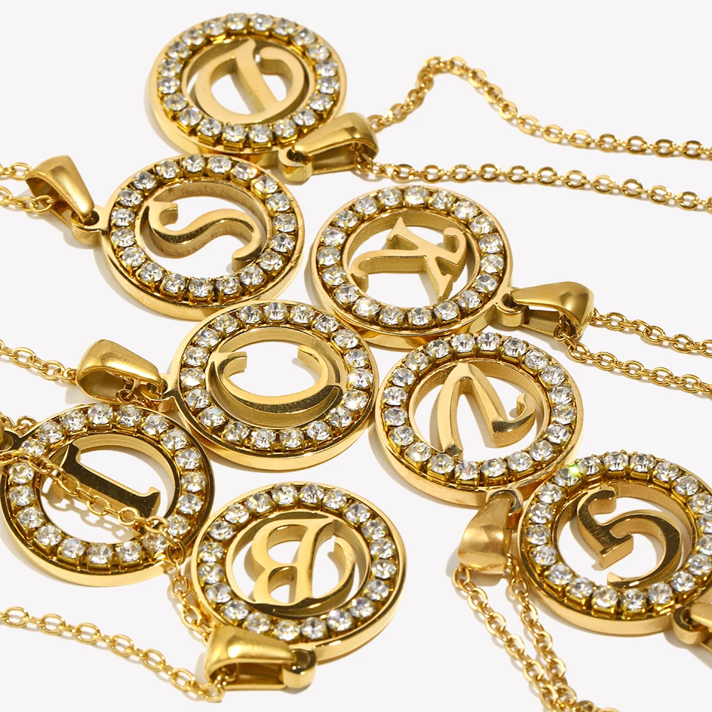 E.B.belle Hollow Round Zircon  - огляд і ціна Initial Letter Necklace 18K Gold