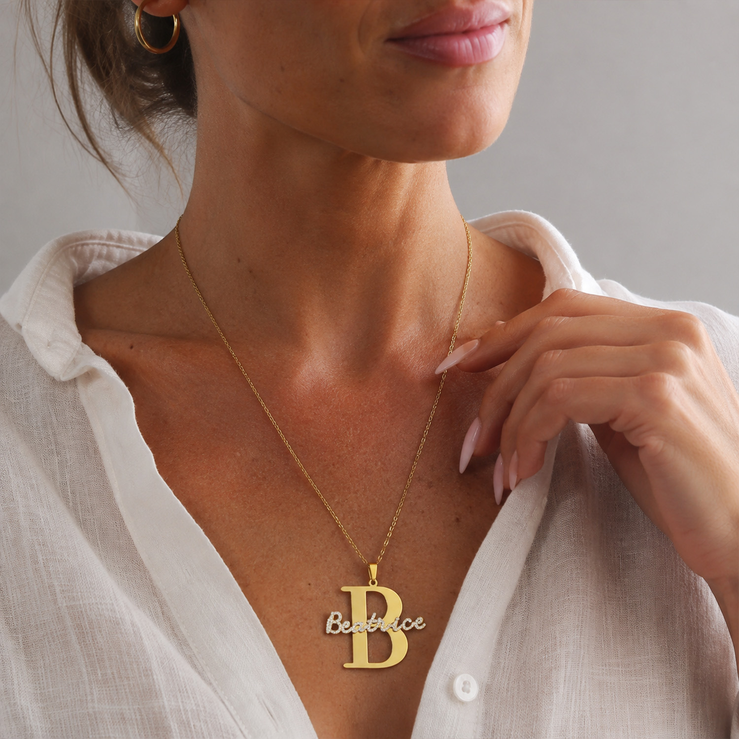 Qitian Custom Diamond Name Ini - огляд і ціна Initial Letter Necklace 18K Gold