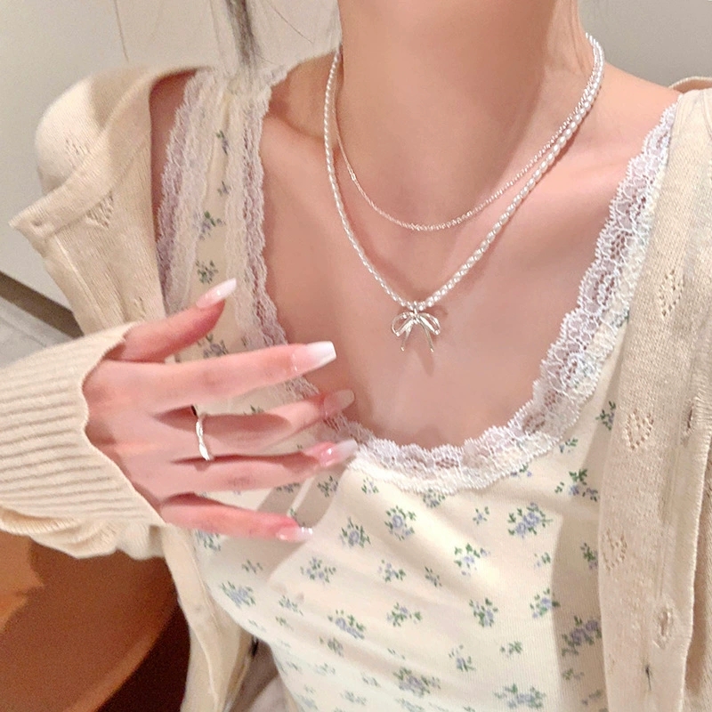 Fashion Vintage Bowknot Pendan - огляд і ціна Pearl Choker Necklace Vintage