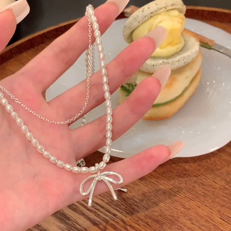 Fashion Vintage Bowknot Pendan - огляд і ціна Pearl Choker Necklace Vintage