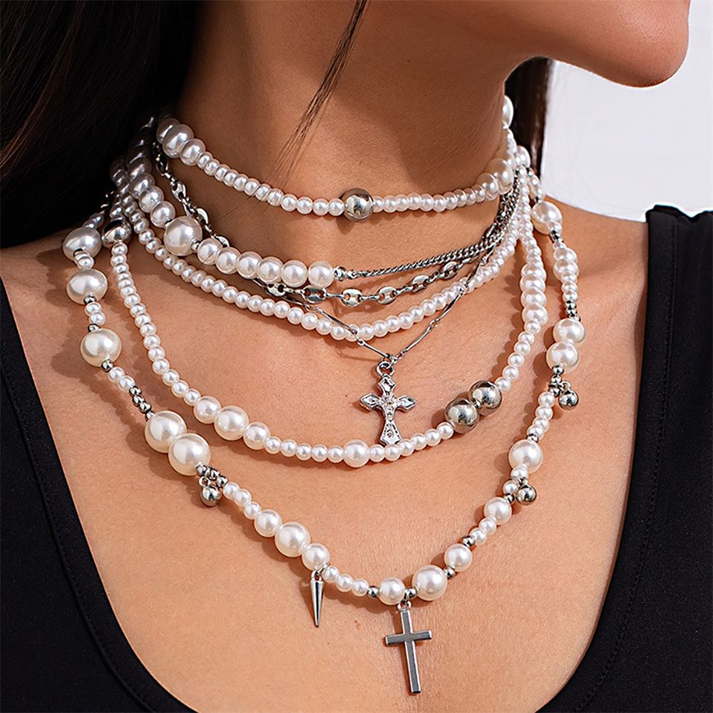 Multi-layer Imitation Pearl Be - огляд і ціна Layered Pendant Necklace Aesthetic