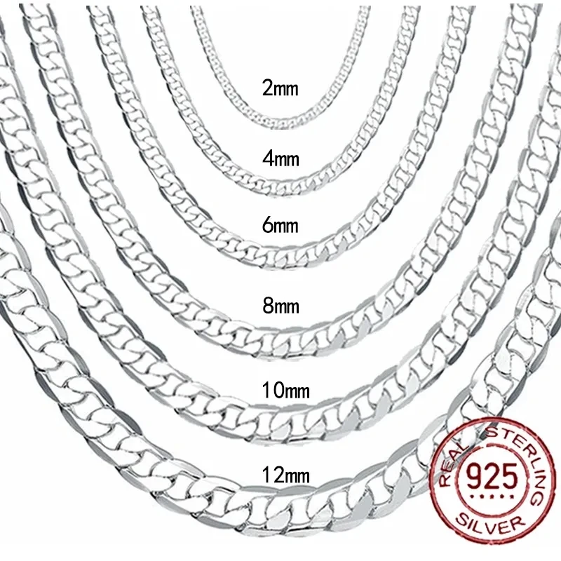 Men's 925 Sterling Silver Neck - огляд і ціна Cuban Link Chain 12Mm