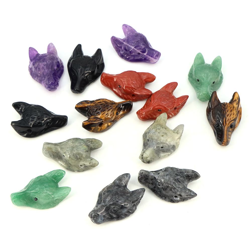 40mm Wolf Head Stone Pendant N - огляд і ціна Crystal Pendant Necklace Natural Stone