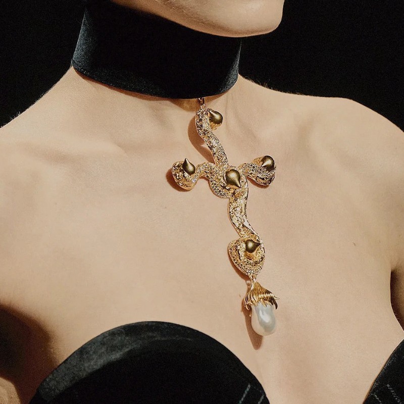 Vintage Exaggerated Baroque Pe - огляд і ціна Pearl Choker Necklace Vintage