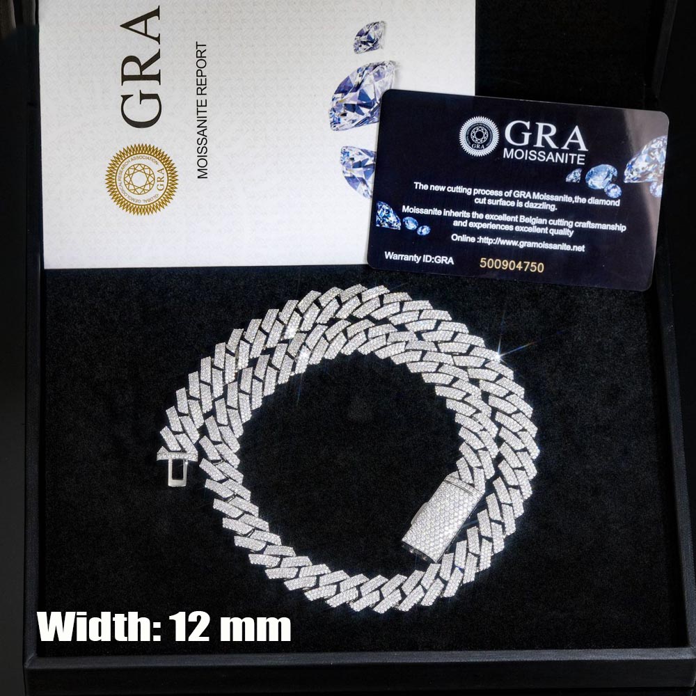 12mm 3 Rows Moissanite Iced Ou - огляд і ціна Cuban Link Chain 12Mm