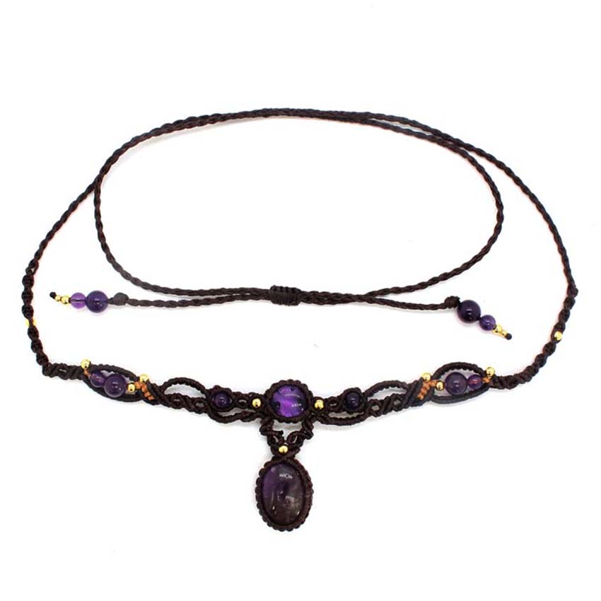 Crystal Braided Macrame Stone  - огляд і ціна Crystal Pendant Necklace Natural Stone