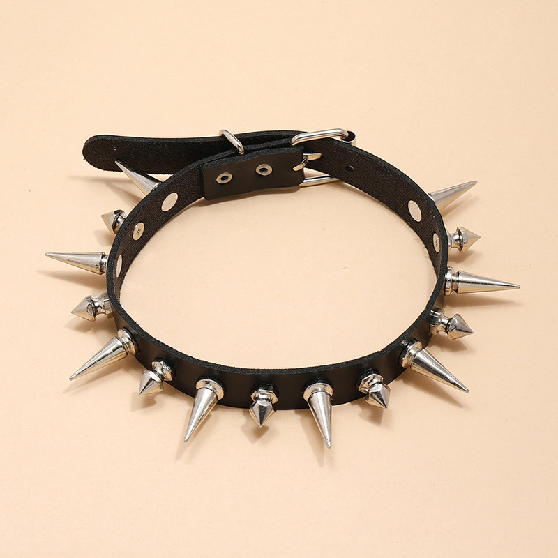 Punk Long Spike Choker Faux Le - огляд і ціна Goth Punk Spike Choker