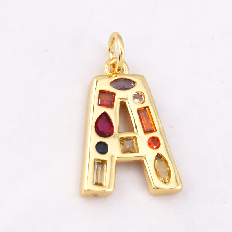 Fashion Colorful Zircon Real 1 - огляд і ціна Initial Letter Necklace 18K Gold