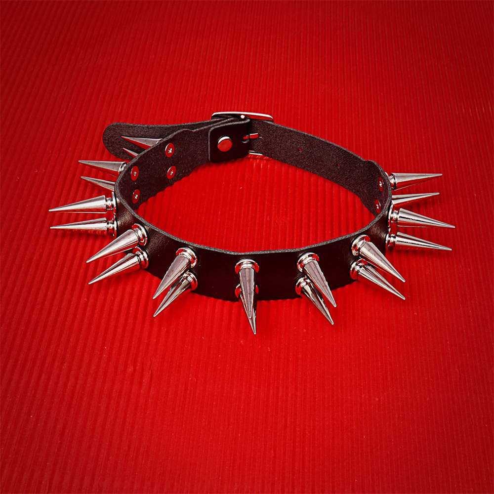 Long Spiked Choker Collar For  - огляд і ціна Goth Punk Spike Choker