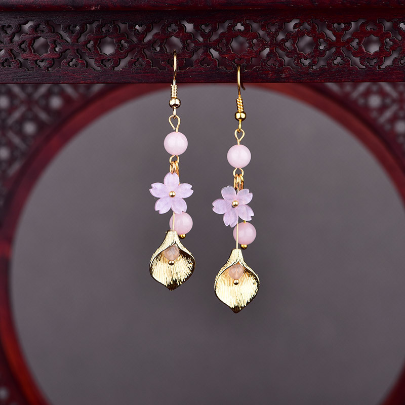 Pink Natural Jade Flower Earri - огляд і ціна Earrings