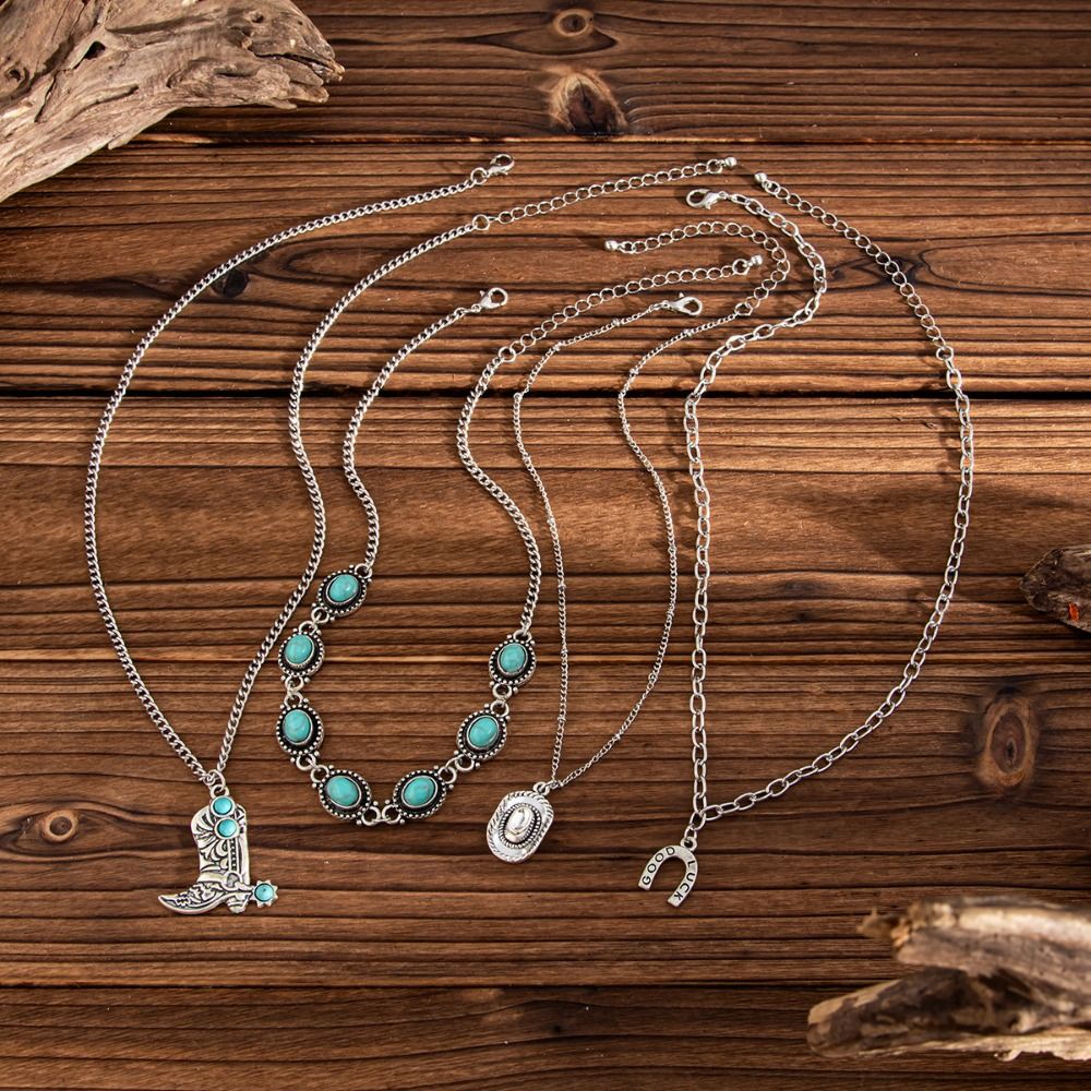 Cowboy Boot Pendant Turquoise  - огляд і ціна Layered Pendant Necklace Aesthetic