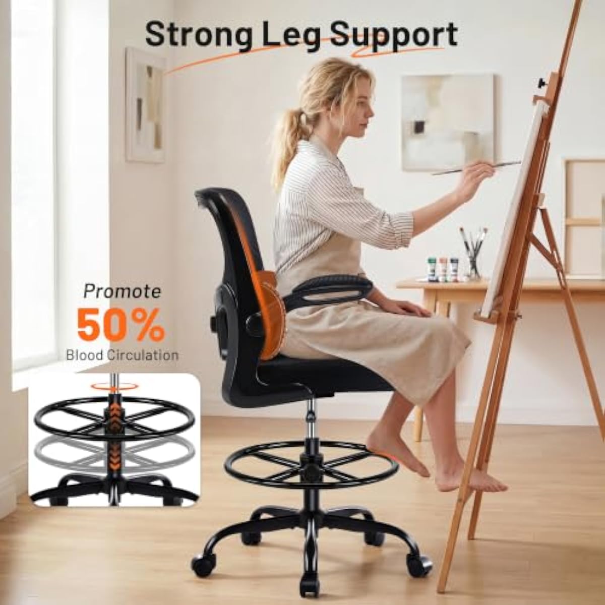 Ergonomic Drafting Chair with  - огляд і ціна Rings