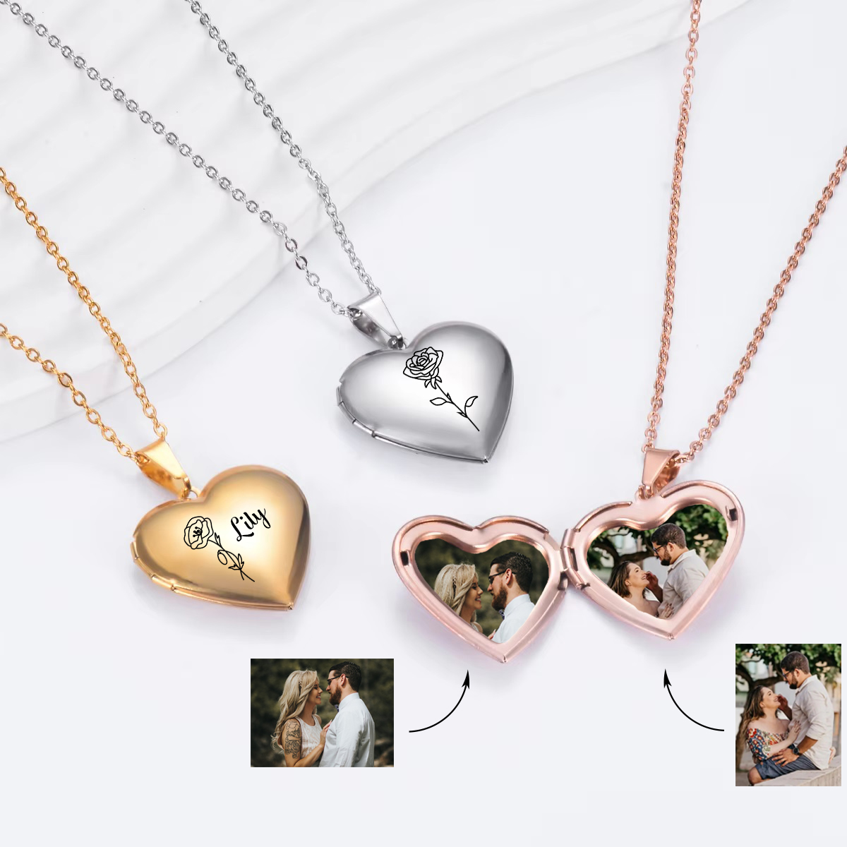 Custom Personalized Heart Birt - огляд і ціна Heart Locket Necklace Photo