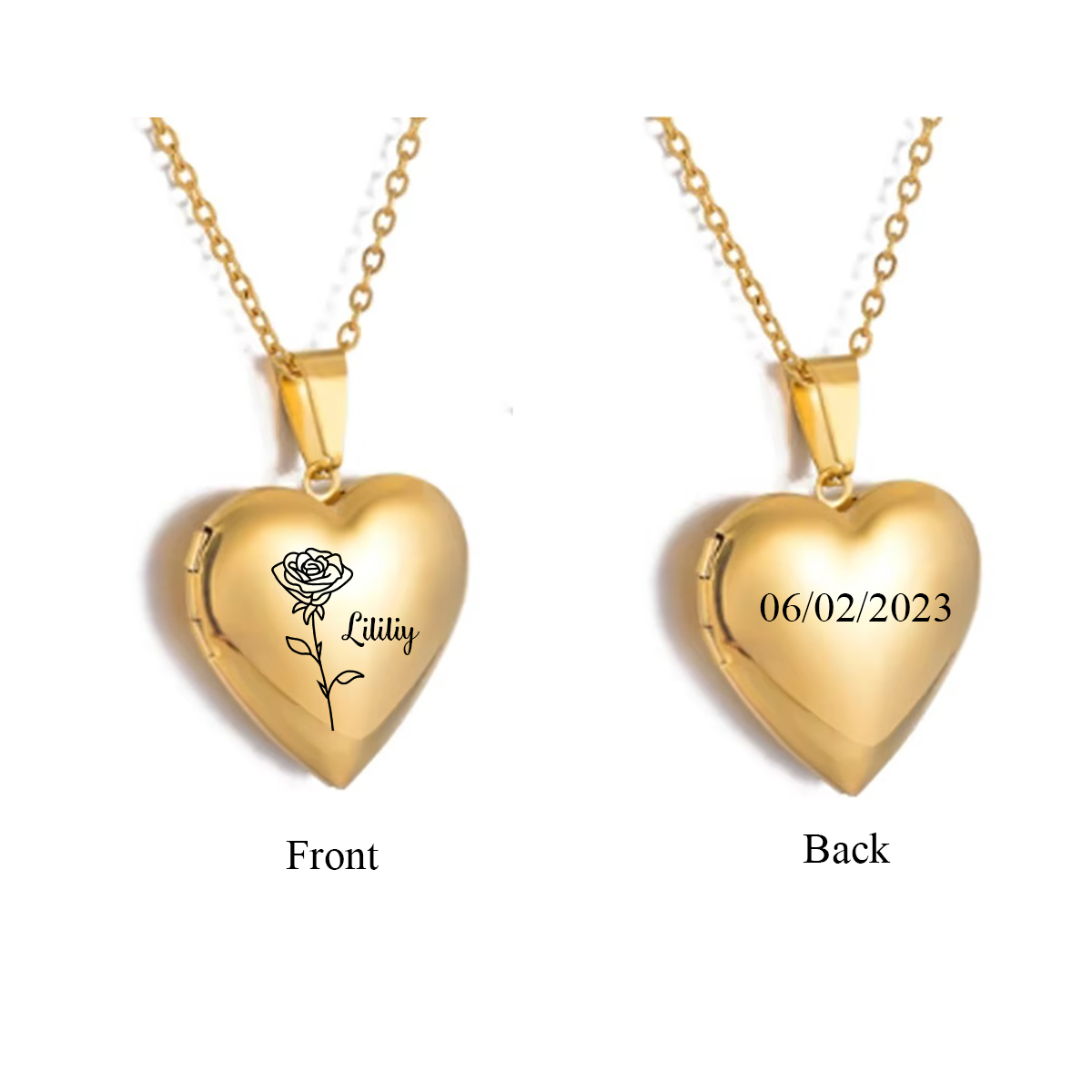 Custom Personalized Heart Birt - огляд і ціна Heart Locket Necklace Photo