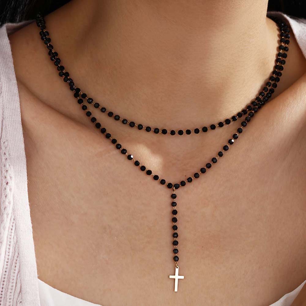 Gothic Double Layer Black Crys - огляд і ціна Layered Pendant Necklace Aesthetic