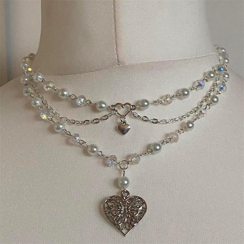 Butterfly Heart Pearls Necklac - огляд і ціна Pearl Choker Necklace Vintage