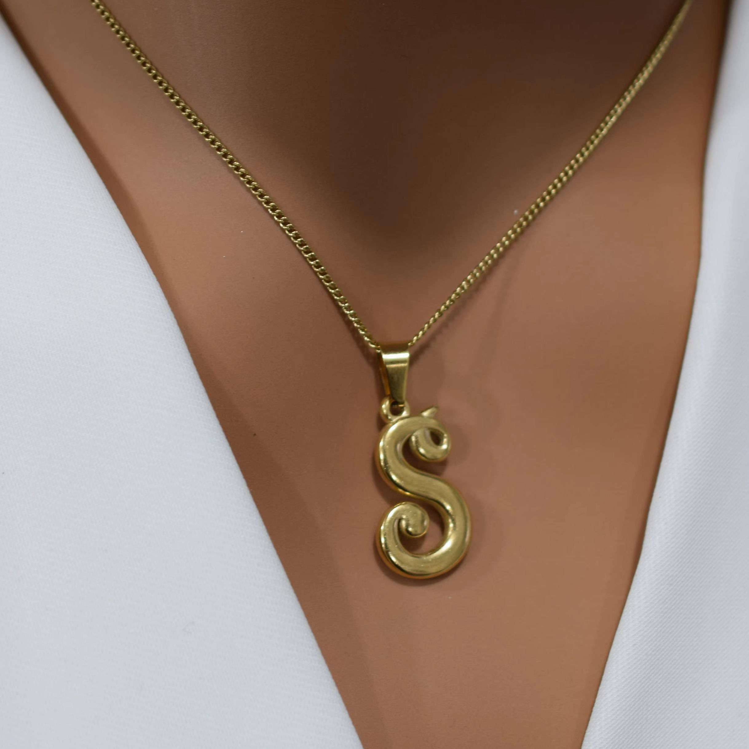 18k Gold Stainless Steel Vinta - огляд і ціна Initial Letter Necklace 18K Gold