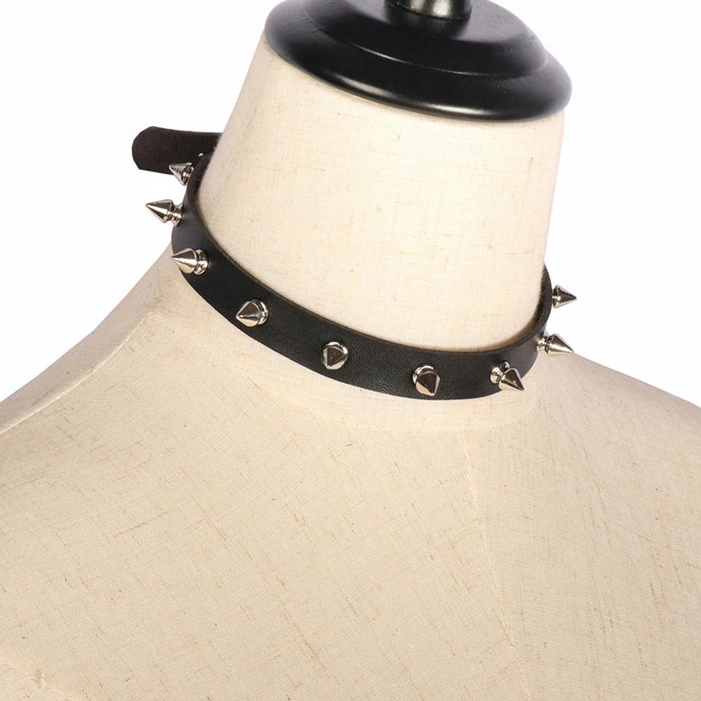 Black PU Leather Choker Neckla - огляд і ціна Goth Punk Spike Choker
