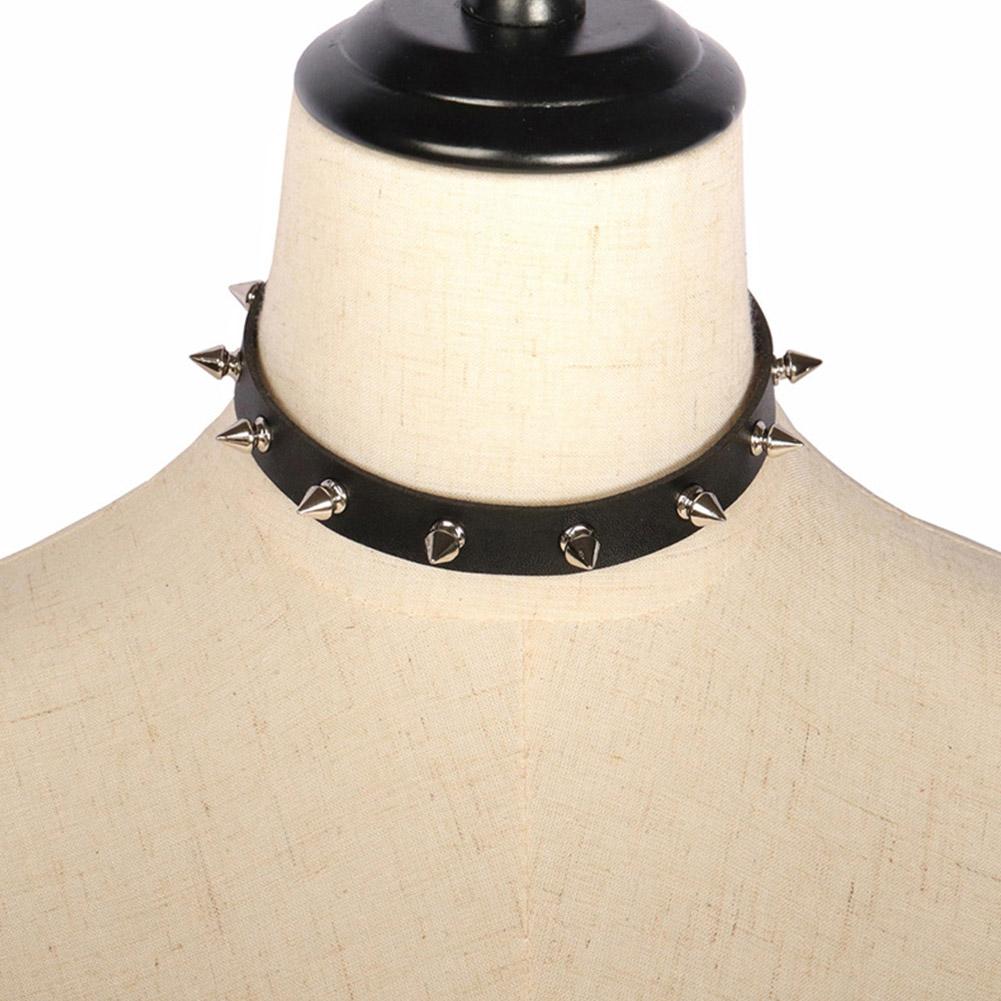 Black PU Leather Choker Neckla - огляд і ціна Goth Punk Spike Choker