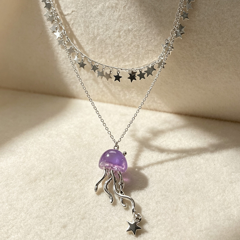 Cute Purple Jellyfish Ocean St - огляд і ціна Layered Pendant Necklace Aesthetic