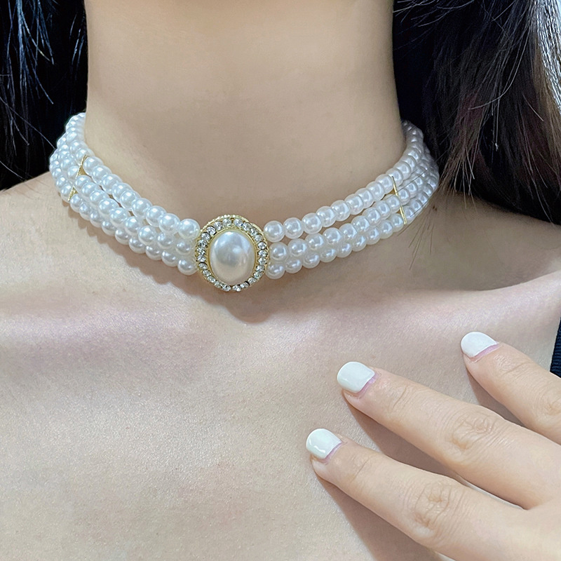 Luxury Vintage Three-layer Imi - огляд і ціна Pearl Choker Necklace Vintage